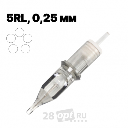 Картриджи для художественной татуировки EZ Revolution RC0805RLT Round Liner 5, 0,25 мм, коробка 20 шт.