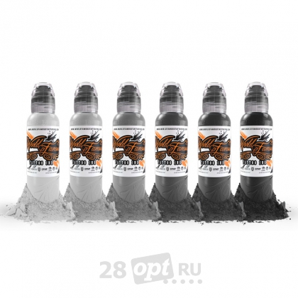 Сет красок для художественной татуировки World Famous Tattoo Ink, Poch Monochromatic, 30 мл